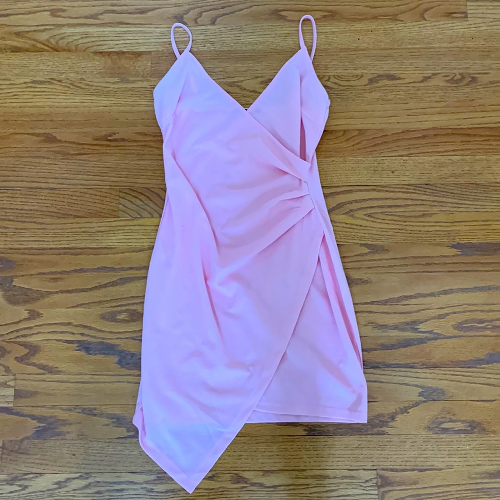 SHEIN Wrap Asymmetrical Pink Hem Slip Dress Size XS